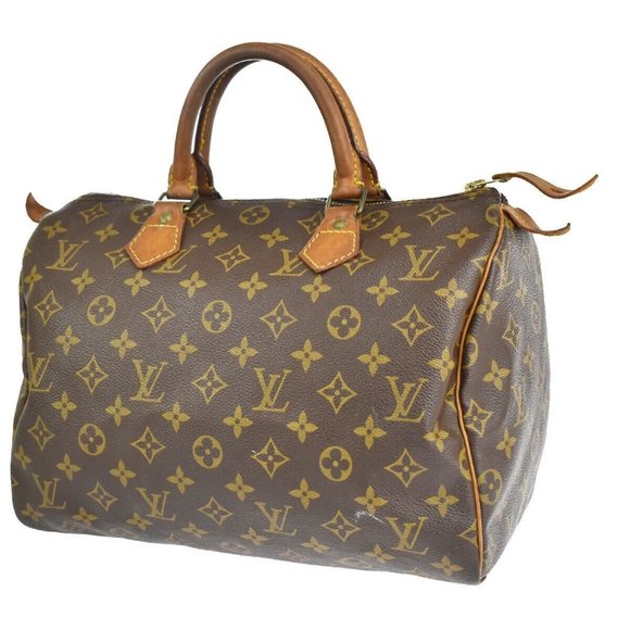Authentic LOUIS VUITTON Speedy 30 Travel Hand Bag Monogram Leather Brown - Picture 1 of 14